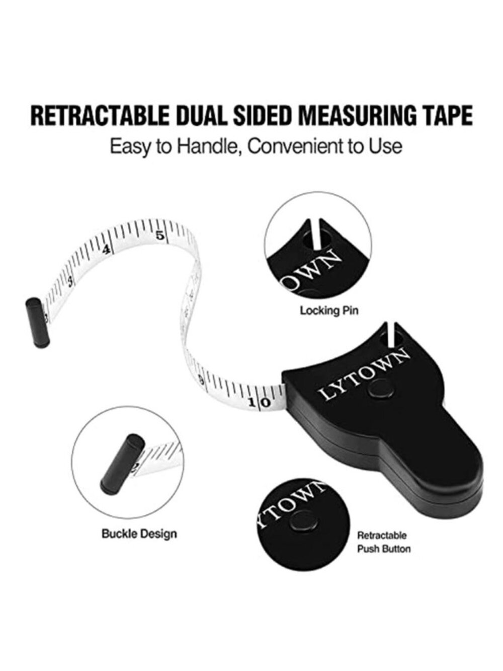 Body Measuring Tape Retractable Soft Tape Measure Sewing Tailor Ruler - Picture 5 of 6